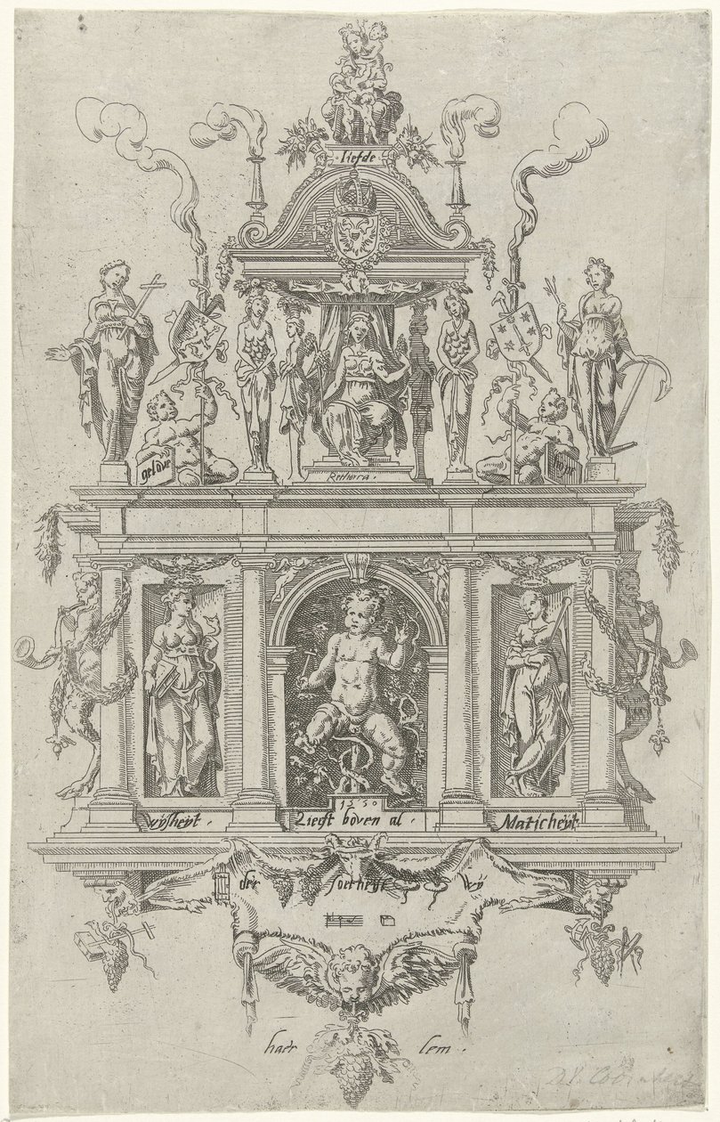 Blazon från Haarlems retorikkammare De Wijngaertrancken av Dirck Volckertsz. Coornhert (attributed to)