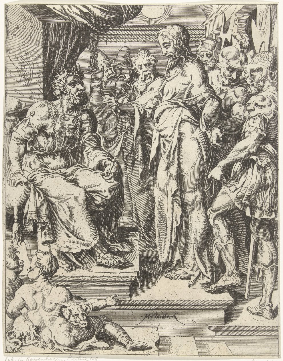 Kristus före Herodes Fallet och mänsklighetens återlösning genom Kristi liv och lidande (serietitel) av Dirck Volckertsz. Coornhert (attributed to)