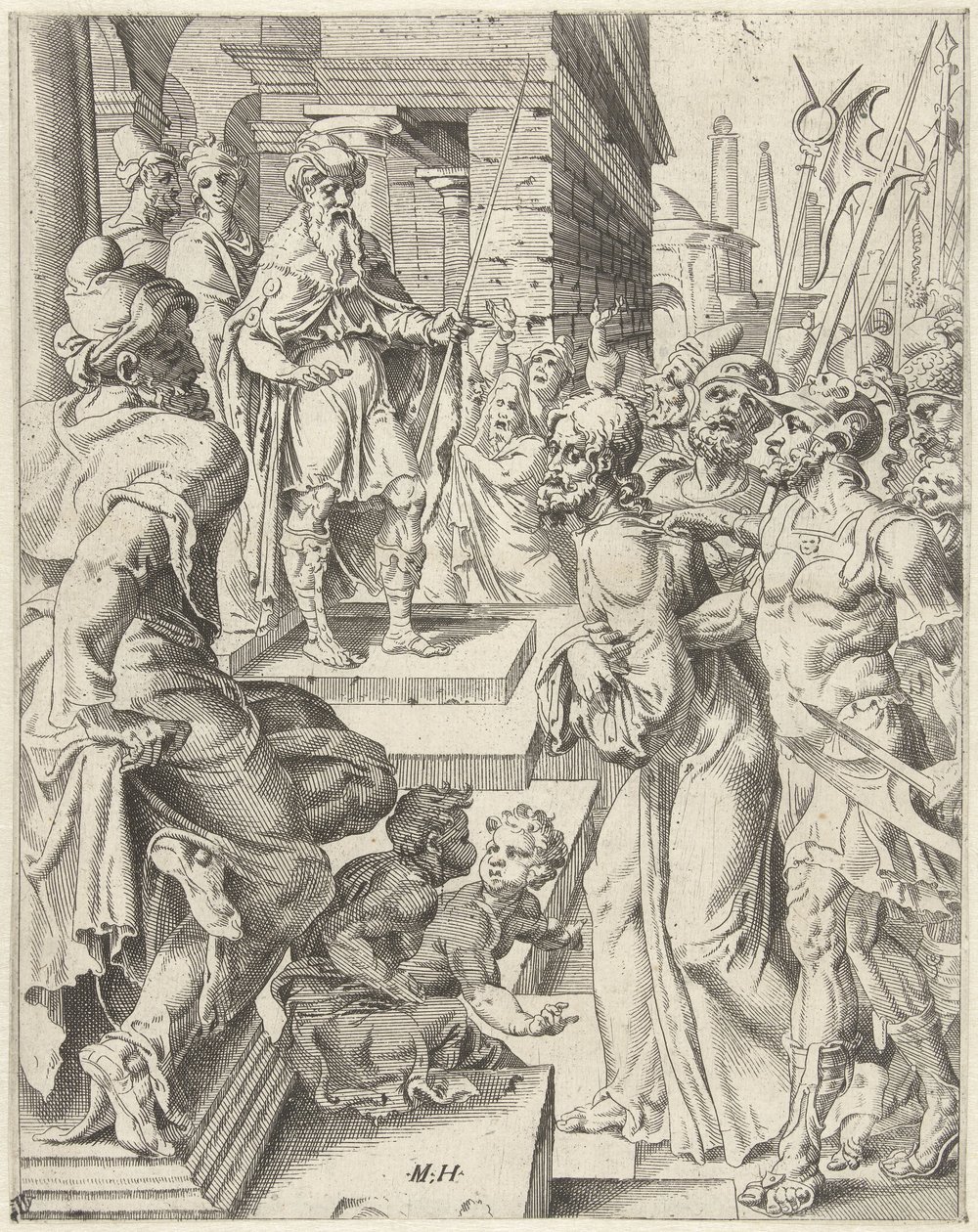 Kristus inför Pilatus Fallet och mänsklighetens återlösning genom Kristi liv och lidande (serietitel) av Dirck Volckertsz. Coornhert (attributed to)