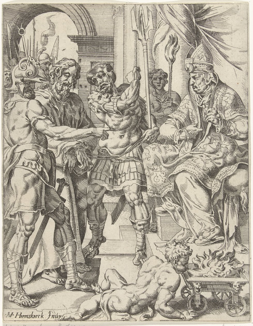Kristus inför översteprästen Annas Mänsklighetens fall och återlösning genom Kristi liv och lidande (serietitel) av Dirck Volckertsz. Coornhert (attributed to)