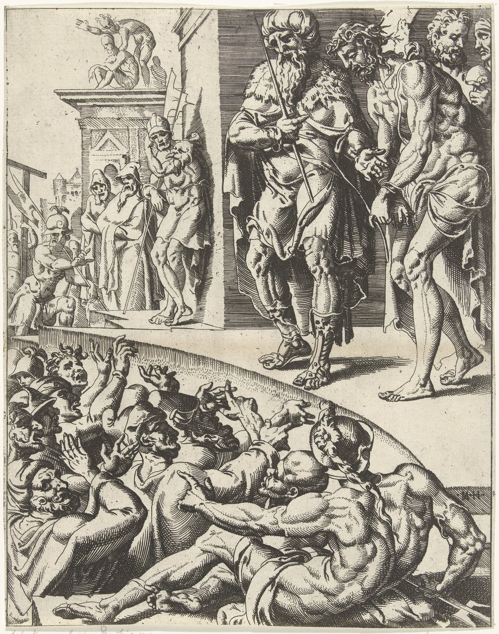 Ecce Homo Mänsklighetens fall och återlösning genom Kristi liv och lidande (serietitel) av Dirck Volckertsz. Coornhert (attributed to)