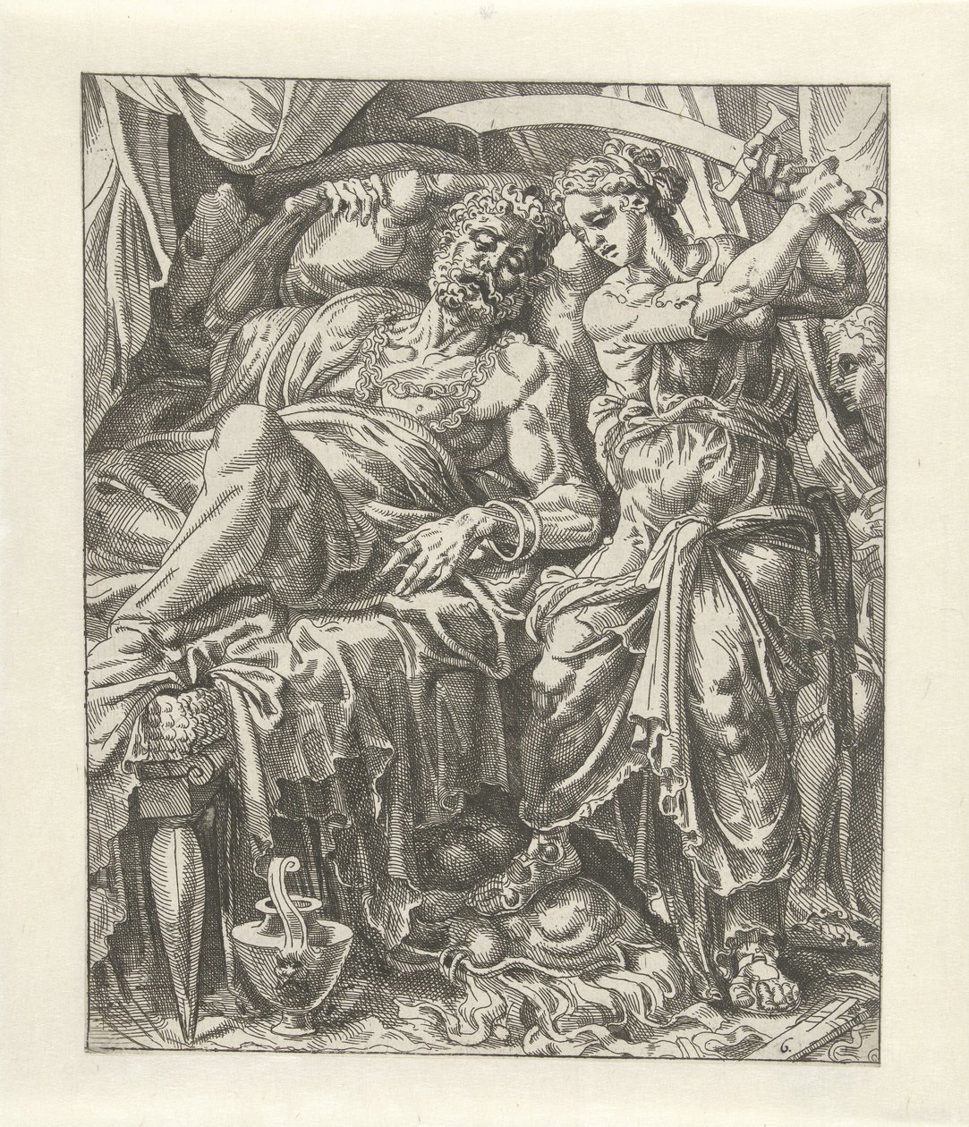 Judit Onthoofdt Holofernes Judith i Holofernes (serietitel) av Dirck Volckertsz. Coornhert (attributed to)
