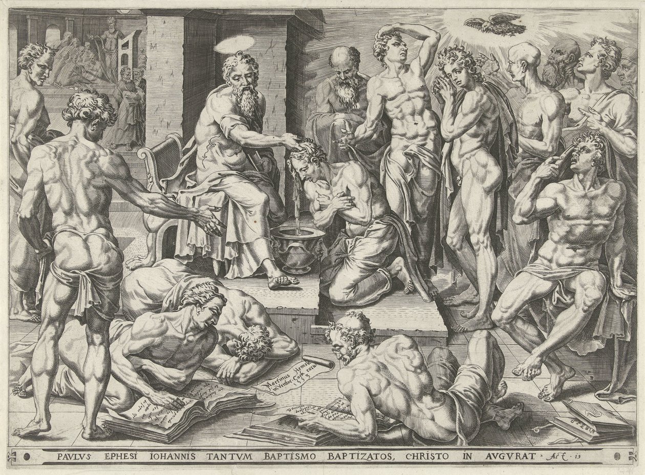 Paulus döper invånarna i Efesos av Dirck Volckertsz. Coornhert (attributed to)