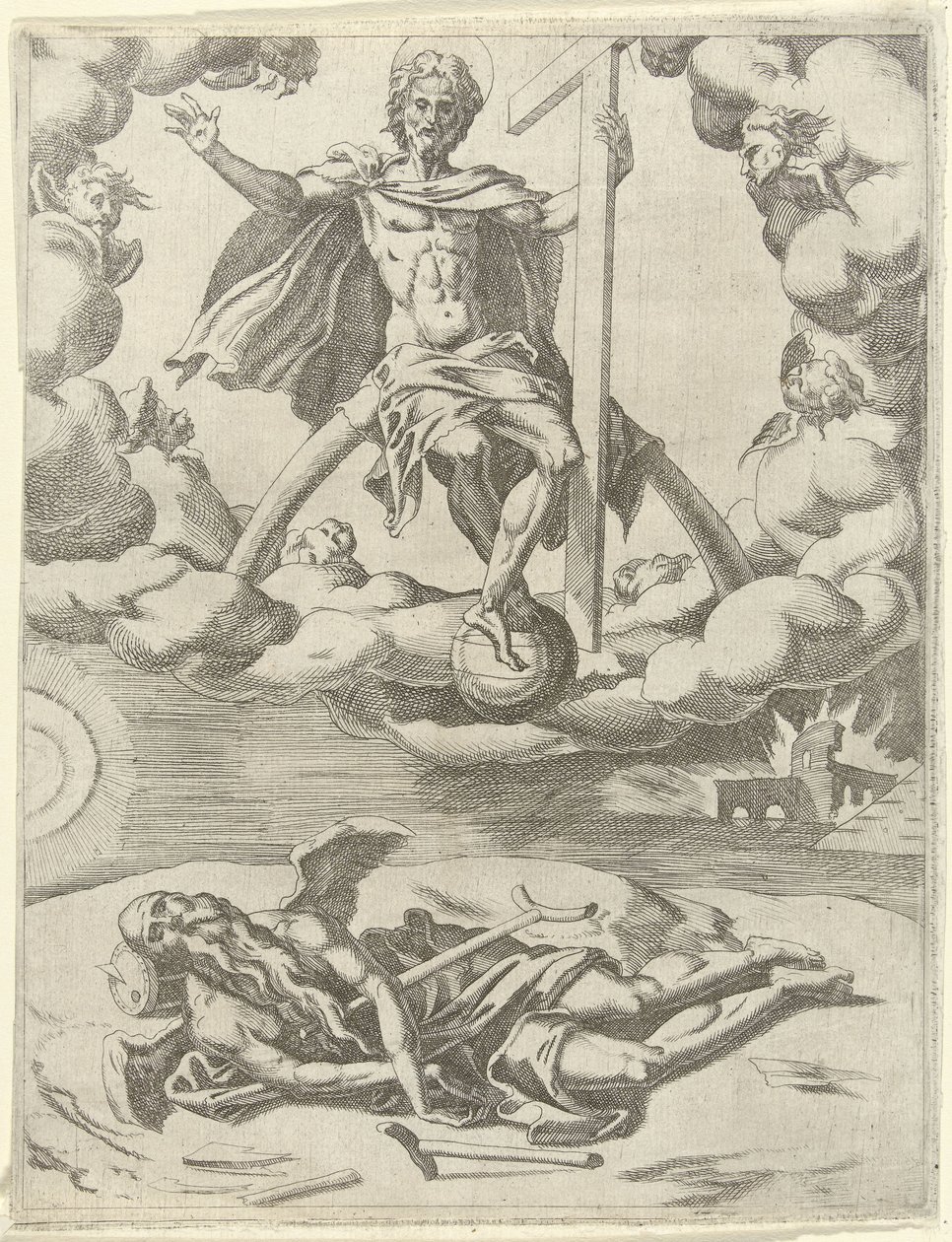 Kristus erövrar tiden Triumphs of Petrarch (serietitel) av Dirck Volckertsz. Coornhert (possibly)