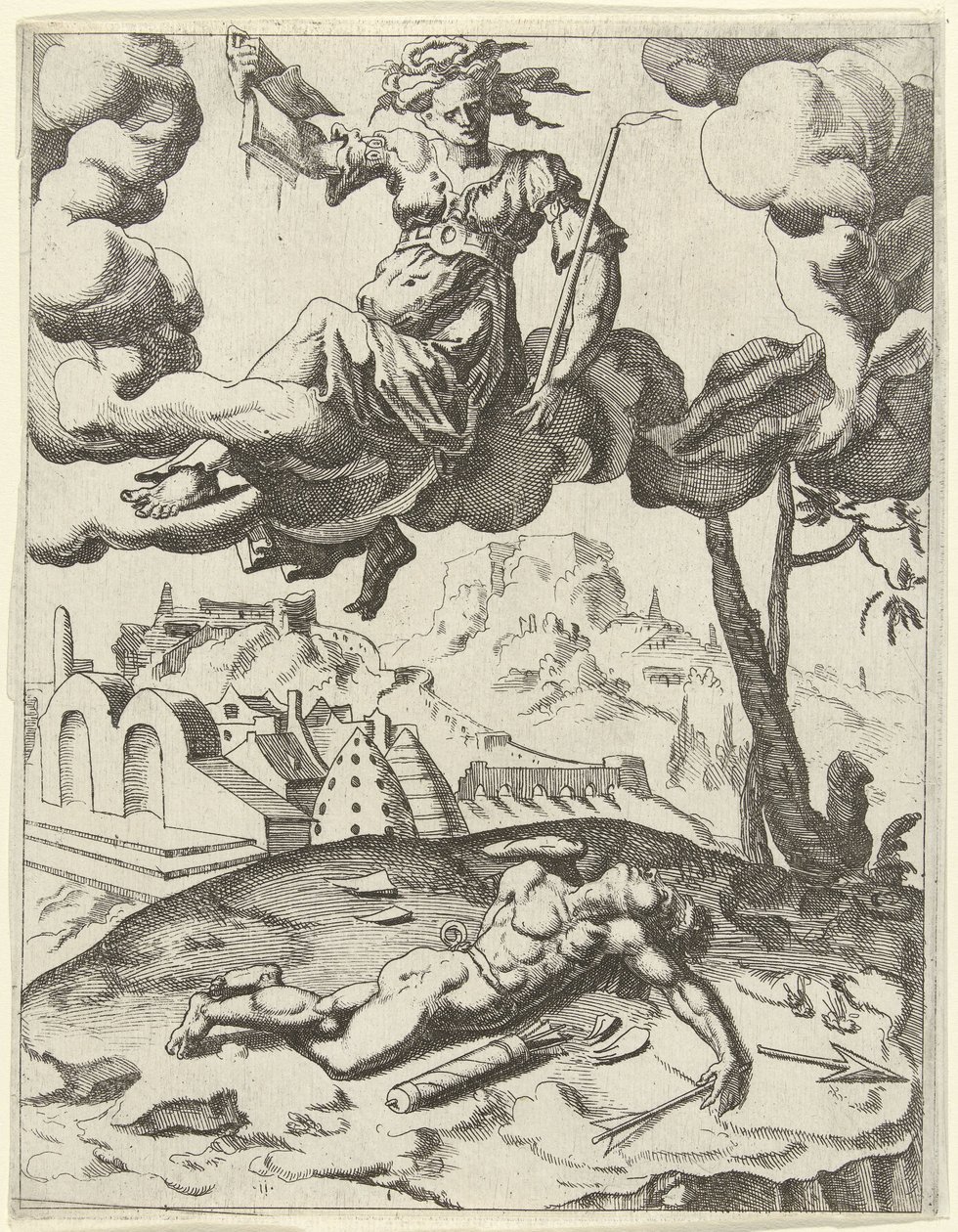 Tro erövrar sensuell kärlek Triumphs of Petrarch (serietitel) av Dirck Volckertsz. Coornhert (possibly)