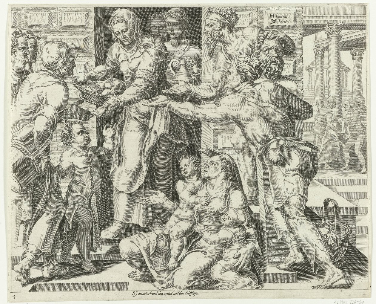 Den dygdiga kvinnan utövar välgörenhet Praise the Virtuous Housewife (serietitel) av Dirck Volckertsz. Coornhert