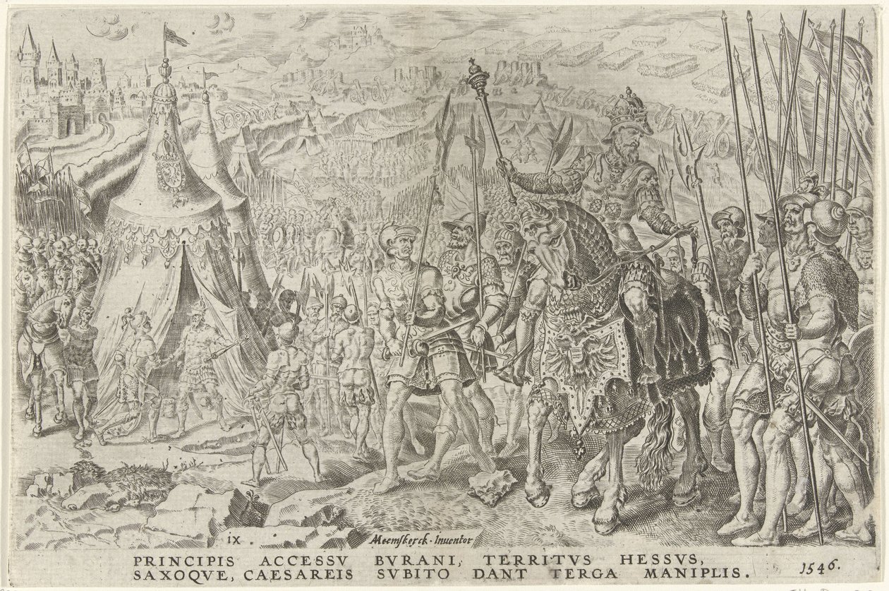 Imperialistiskt läger i Ingolstadt, 1546 Victories of Charles V (serietitel) Divi Caroli. v. imp. välja. max. victoriae, ex multis praecipuae (serietitel) av Dirck Volckertsz. Coornhert