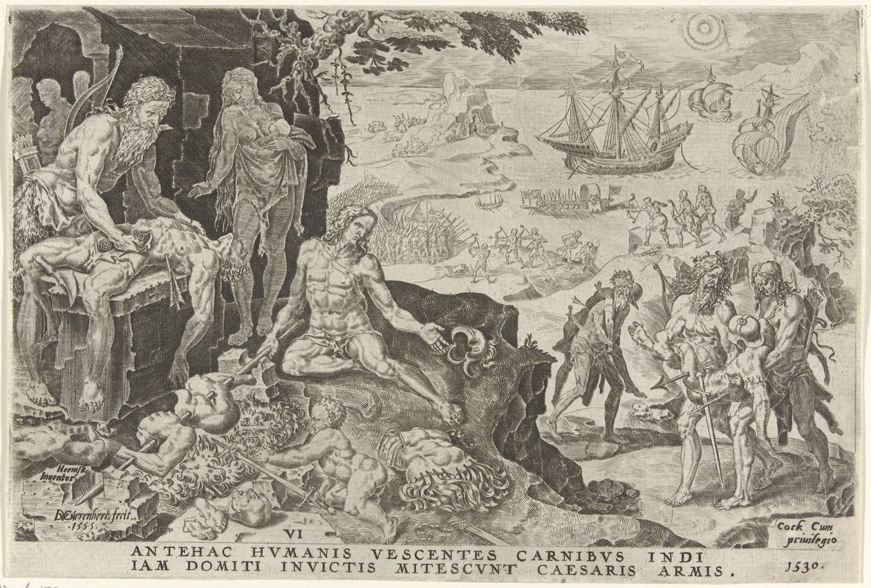 Kejserliga trupper av Karl V invaderar Centralamerika 1530 Victories of Charles V (serietitel) Divi Caroli. v. imp. välja. max. victoriae, ex multis praecipuae (serietitel) av Dirck Volckertsz. Coornhert