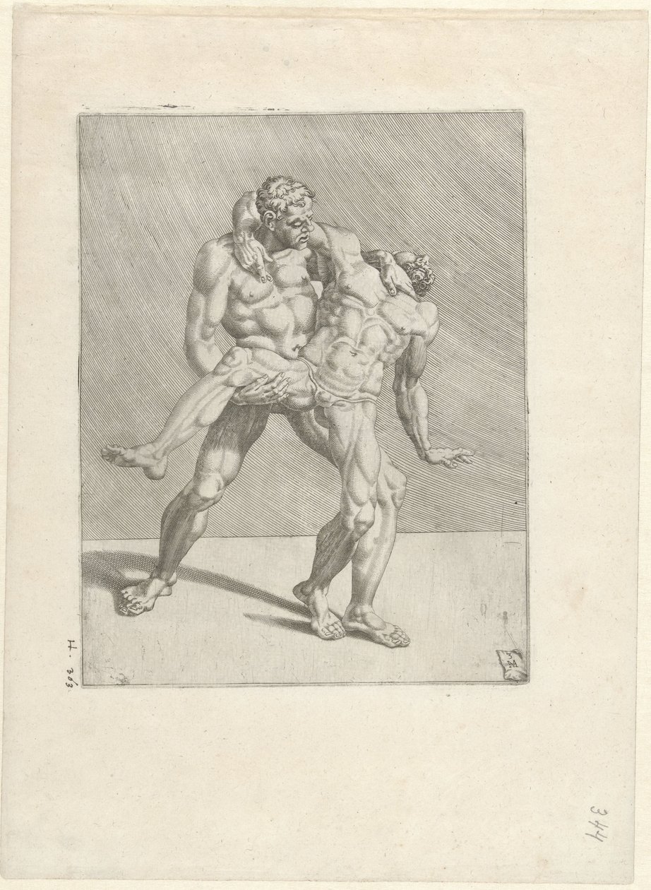 Två brottare Wrestlers (serietitel) av Dirck Volckertsz. Coornhert