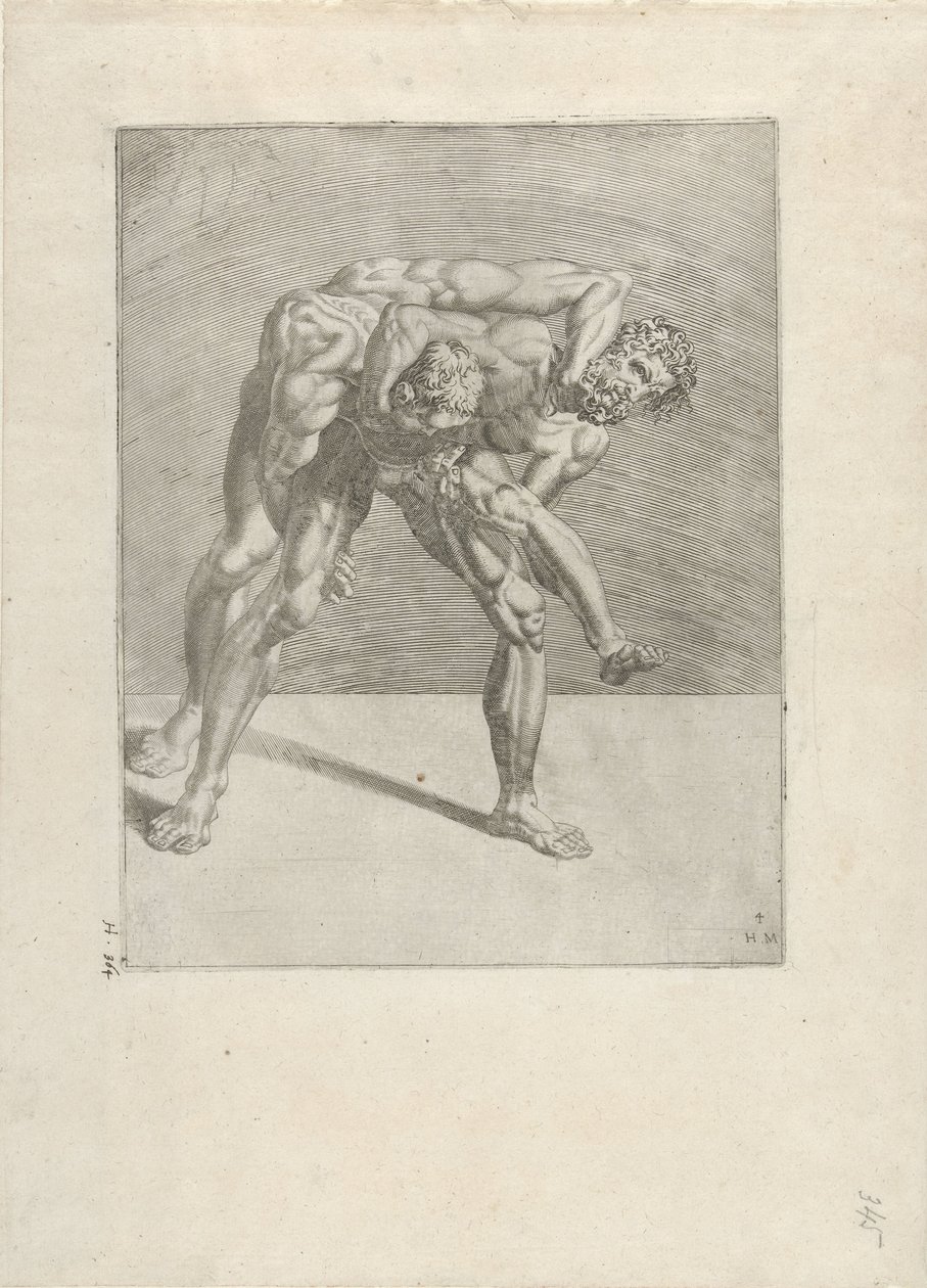 Två brottare Wrestlers (serietitel) av Dirck Volckertsz. Coornhert