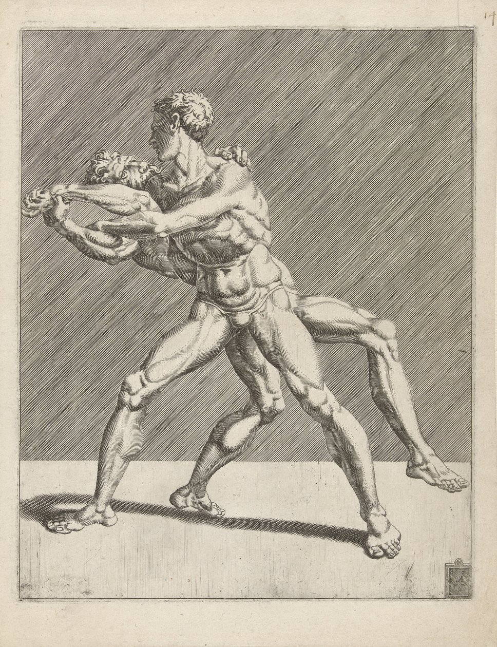 Två brottare Wrestlers (serietitel) av Dirck Volckertsz. Coornhert