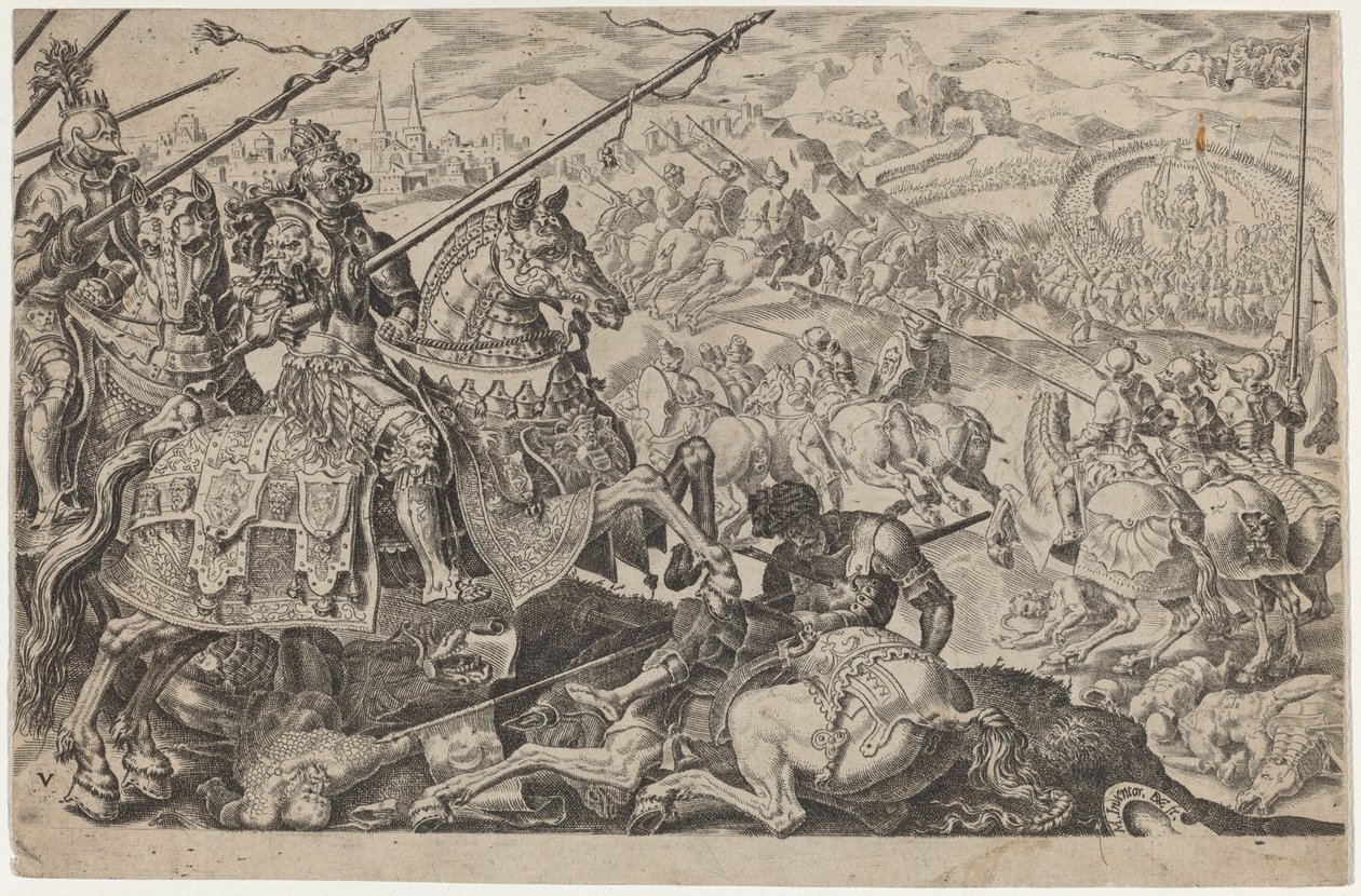Suleiman den magnifika tvingades att höja belägringen av Wien av Dirck Volckertz Coornhert, after Maerten van Heemskerck