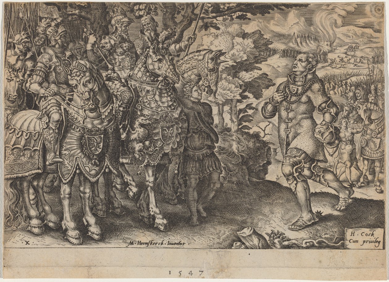 Överlämnandet av John Frederick, kurfursten av Sachsen, efter slaget vid Mühlberg av Dirck Volckertz Coornhert, after Maerten van Heemskerck
