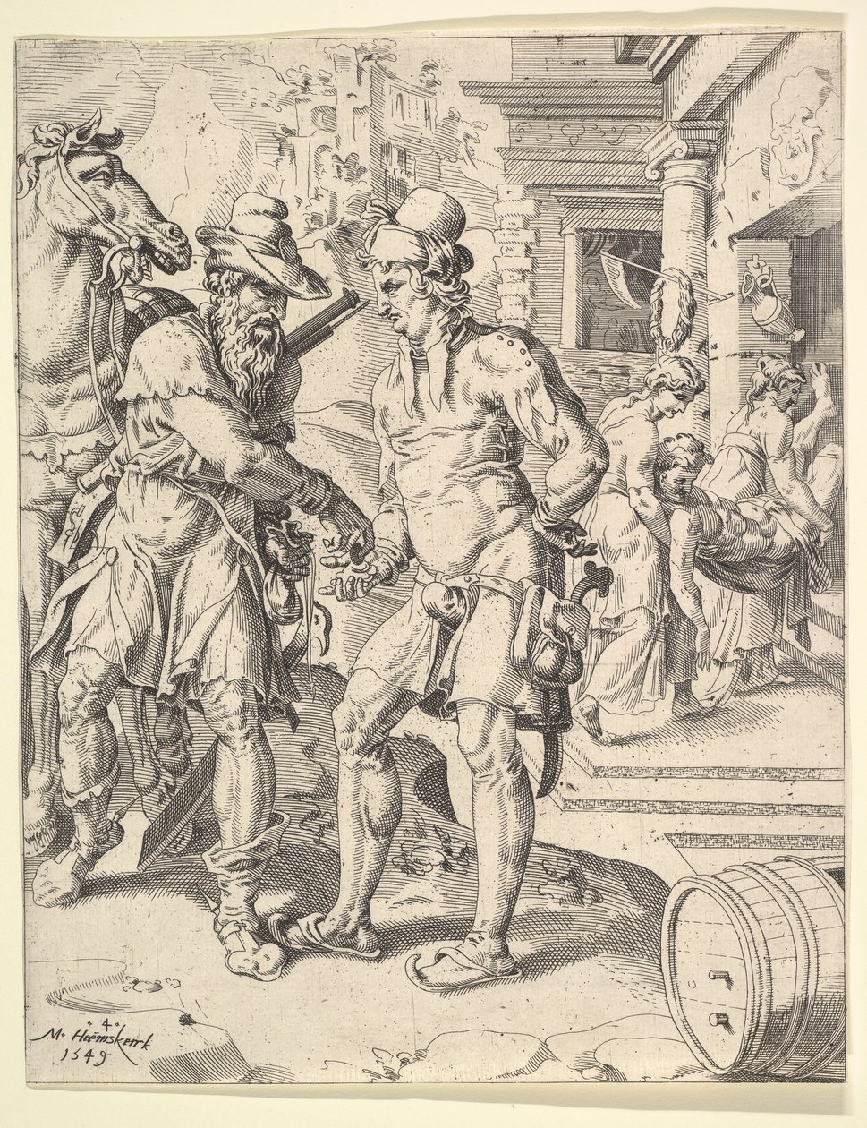 Liknelsen om den barmhärtige samariten, 1549. av Dirck Volkertsen Coornhert