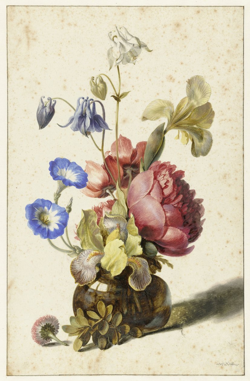 Blommor i en flaska Blommor i en glasvas av Dirck de Bray