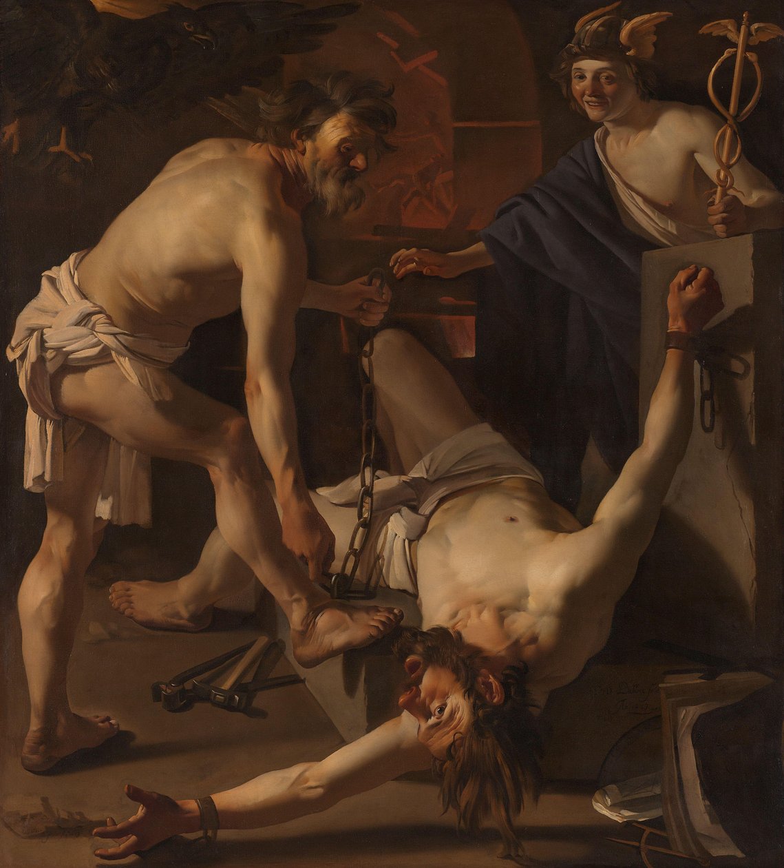 Prometheus blir kedjad av Vulcan Prometheus blir kedjad av Vulcan av Dirck van Baburen