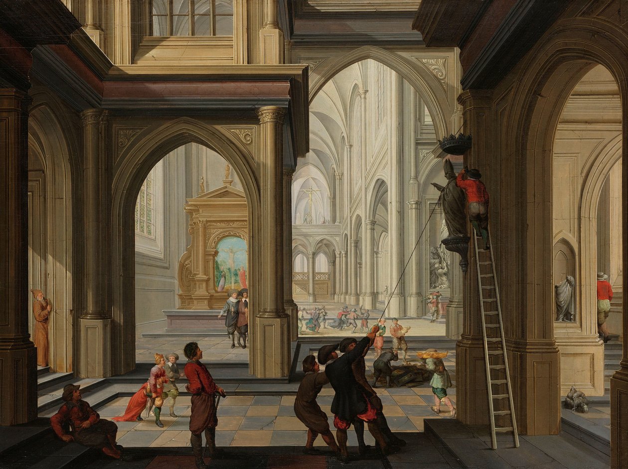 Ikonoklasm i en kyrka av Dirck van Delen