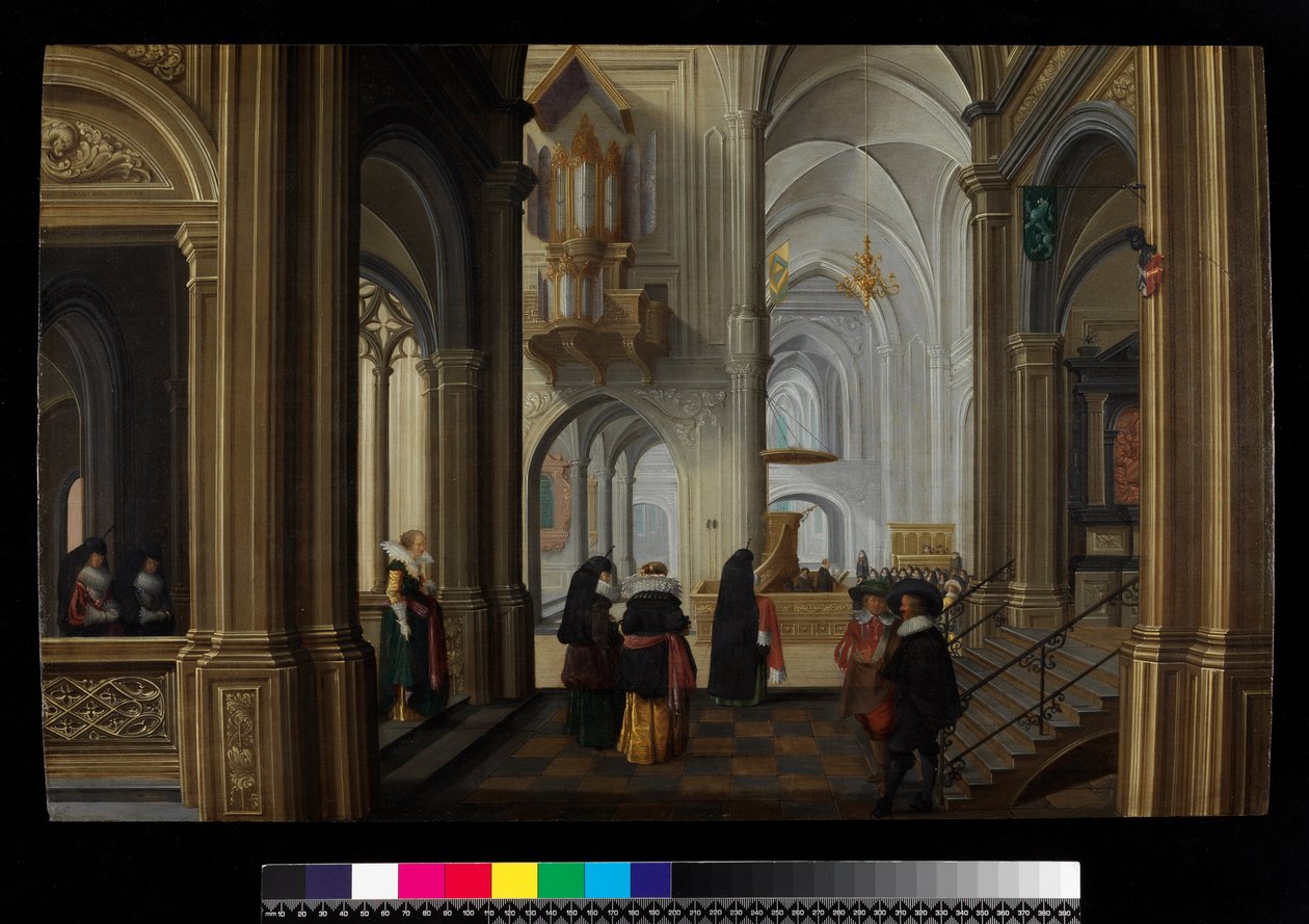 Interiör av en kyrka, 1628 av Dirck van Delen