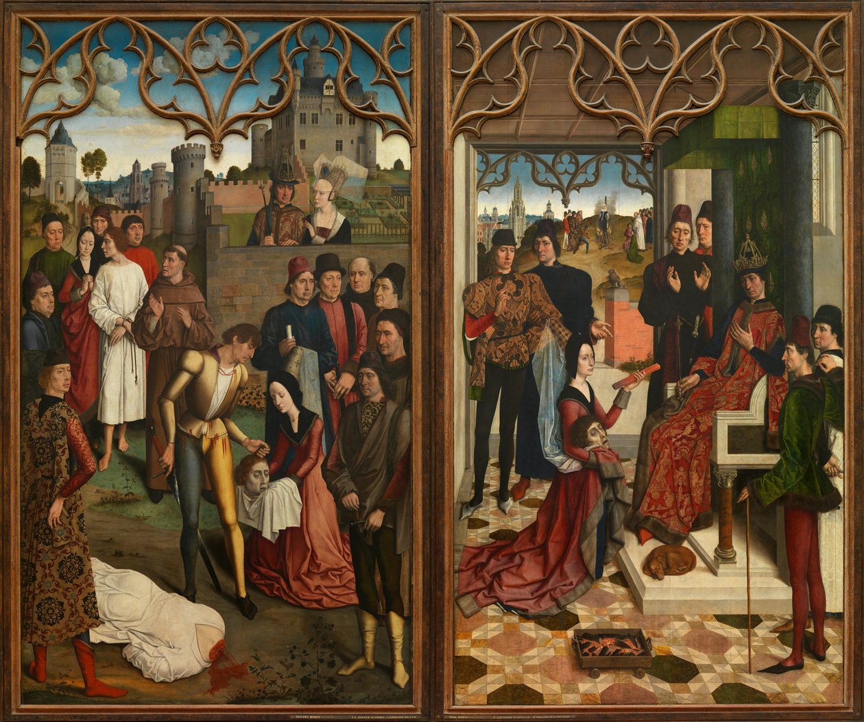 Justice of Emperor Otto III: Beheading of the Innocent Count and Ordeal by Fire av Dirk Bouts