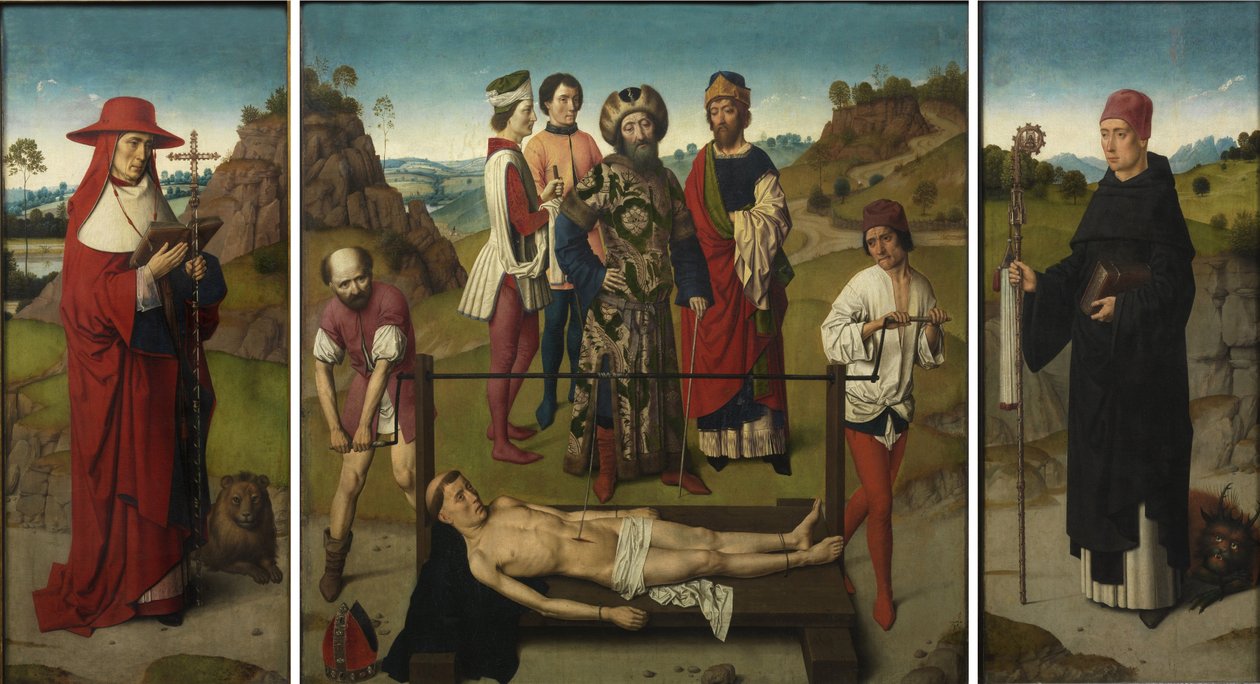 Triptyken Saint Erasmuss martyrskap, 1458 av Dirk Bouts