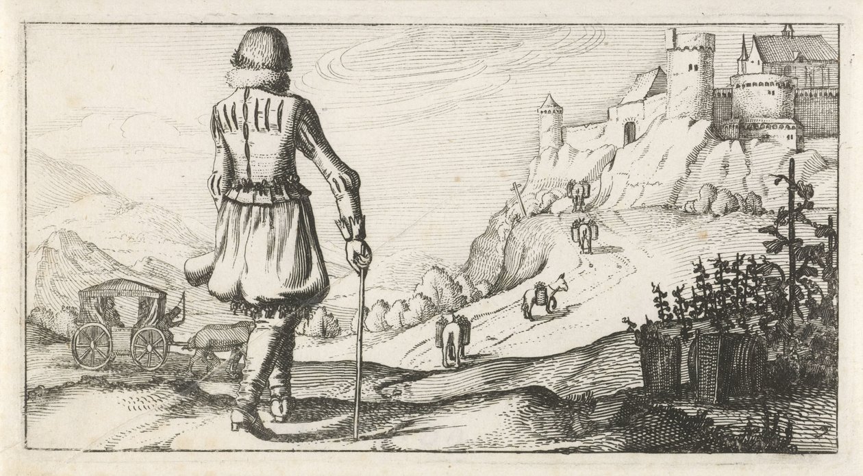 Man i gambeson i ett bergslandskap Holländska dam- och herrdräkter, 1622 (serietitel) av Dirk Eversen Lons