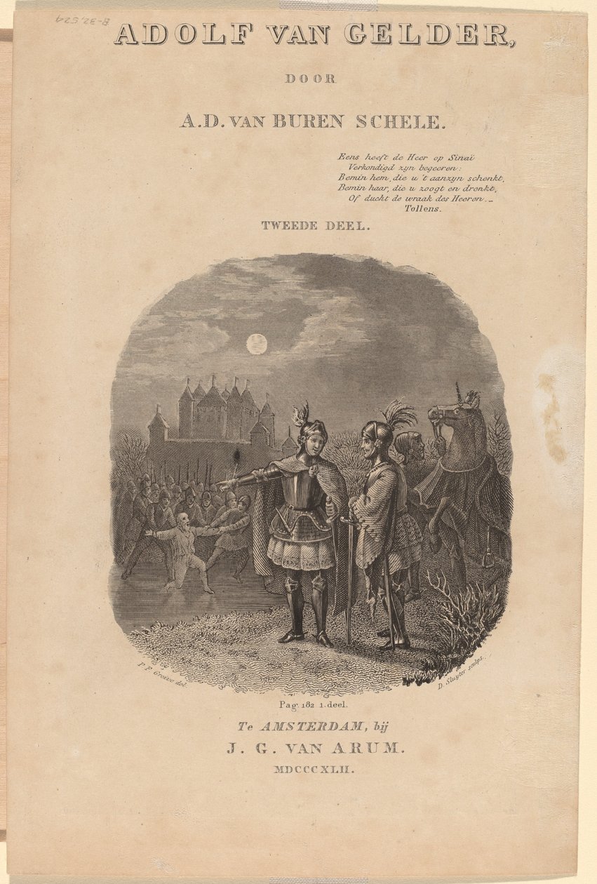 Titelsida för A.D. van Buren Scheles "Adolf van Gelder", Amsterdam, 1842 av Dirk Jurriaan Sluyter