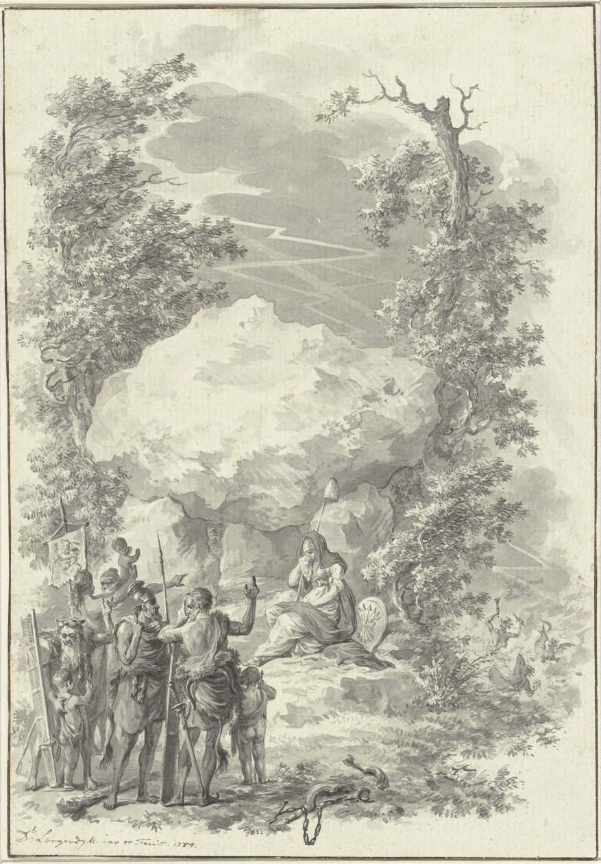 Allegori över Joan Derk van der Capellens död till den Pol, 1784 av Dirk Langendijk (signed by artist)