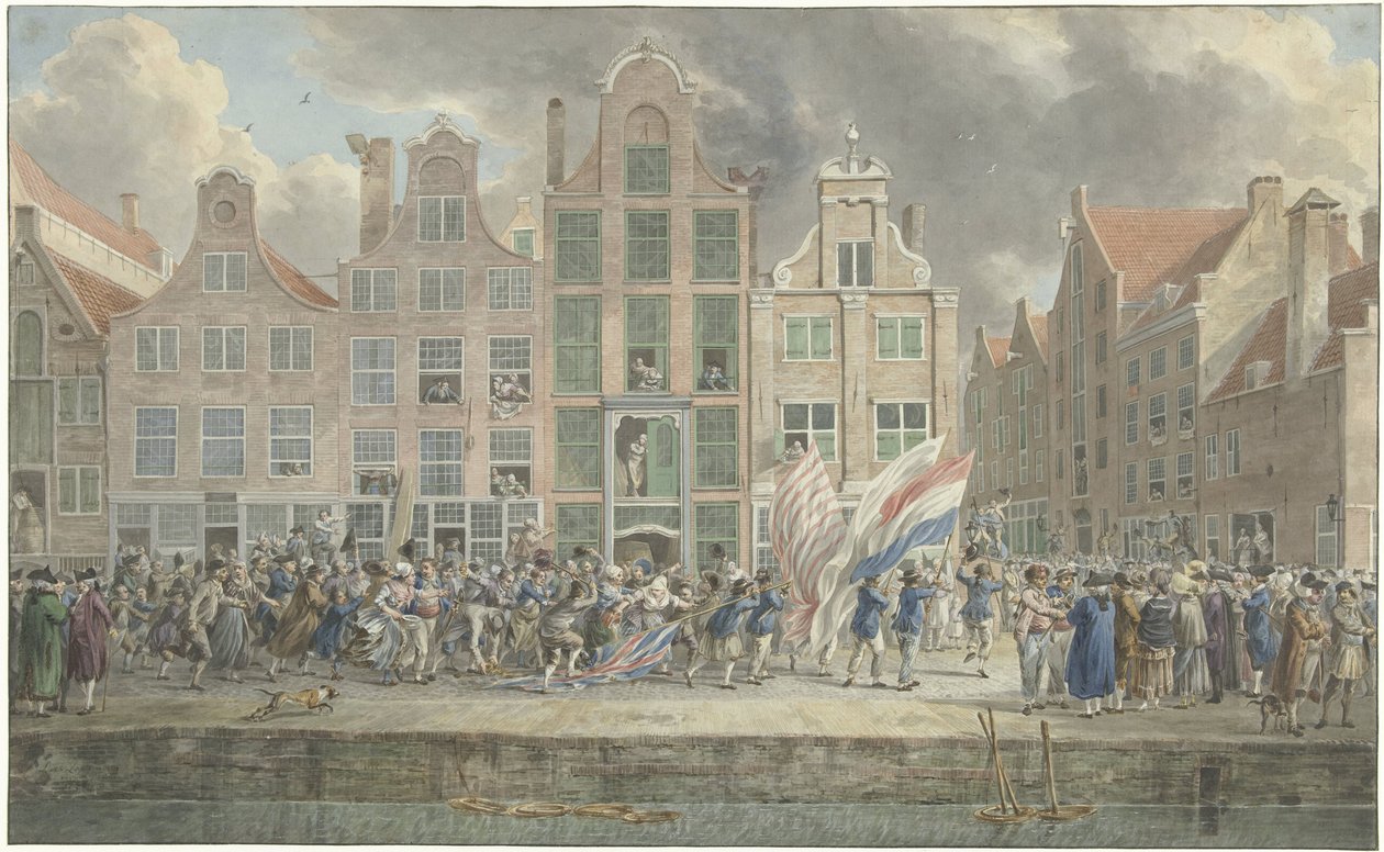 Antiengelsk demonstration i Rotterdam den 2 mars 1781 av Dirk Langendijk (signed by artist)