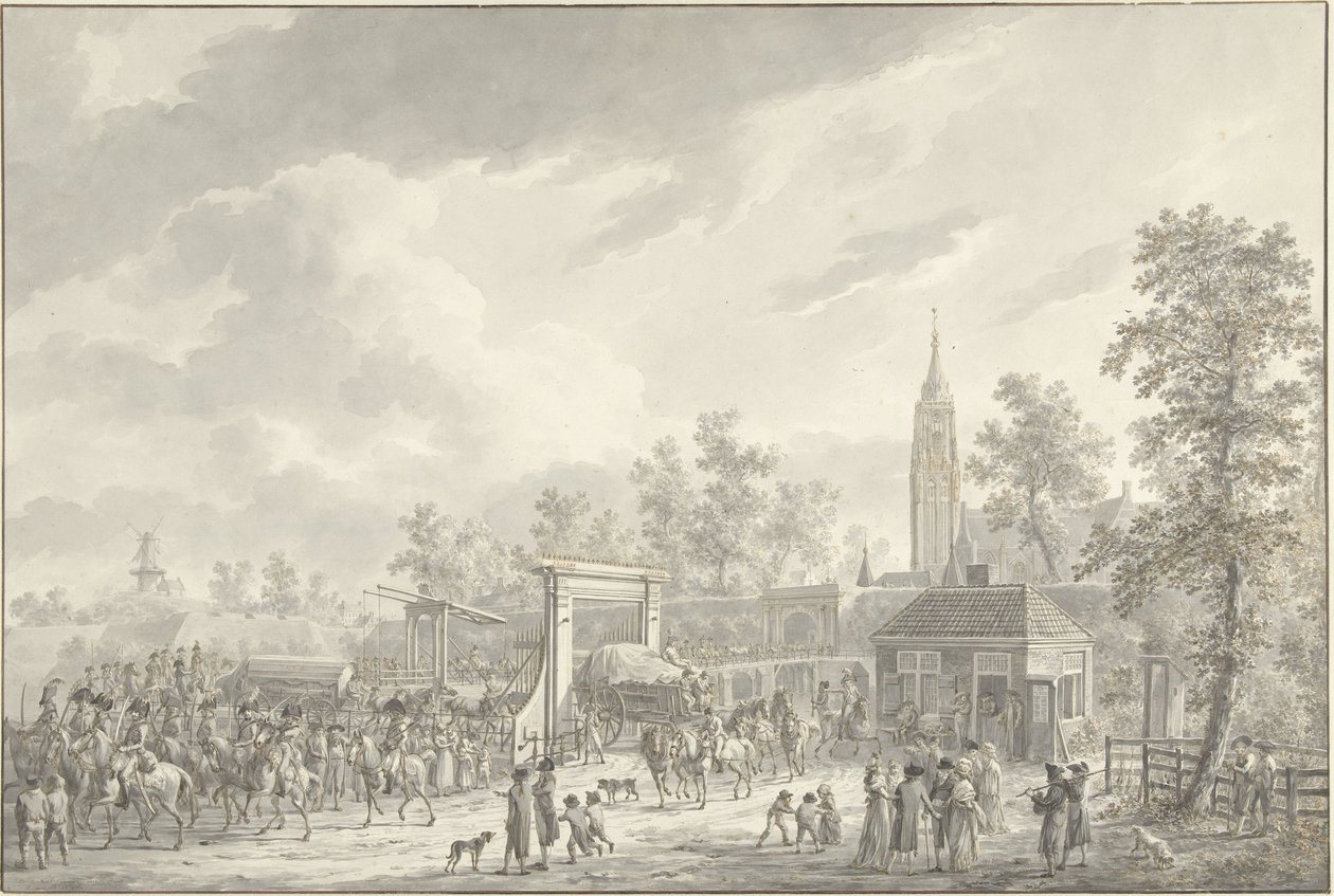 Garnisonens avgång från Amersfoort 1790 av Dirk Langendijk (signed by artist)