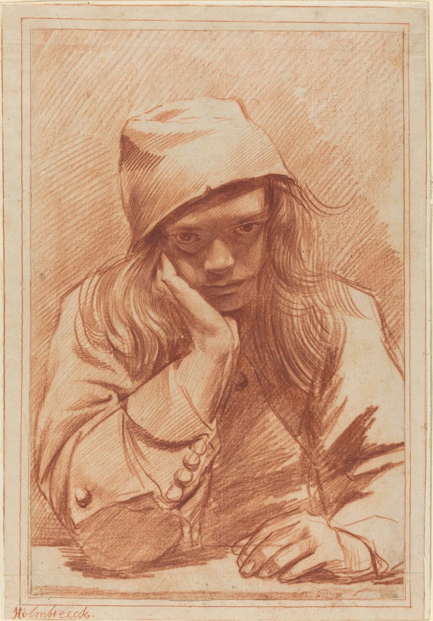 Självporträtt, ca 1633-96 (röd krita) av Dirk Theodor Helmbrecker