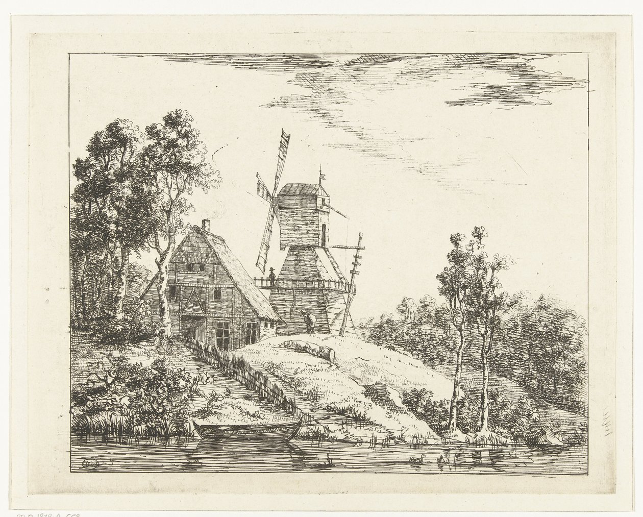 Landskap med gård och kvarn i Holstein av Dirk Vis Blokhuyzen