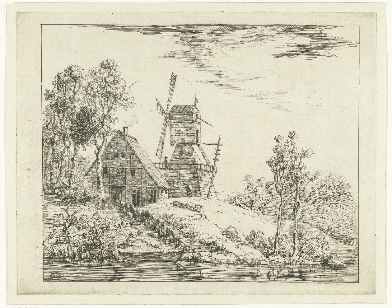 Landskap med gård och kvarn i Holstein av Dirk Vis Blokhuyzen