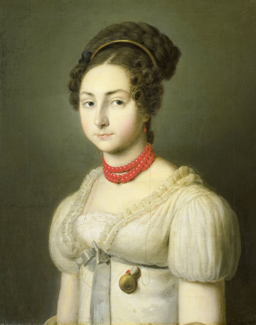 Porträtt av Jacoba van Wessem, fru till Lord Stumphius, borgmästare i Beverwijk av Dirk van Oosterhoudt