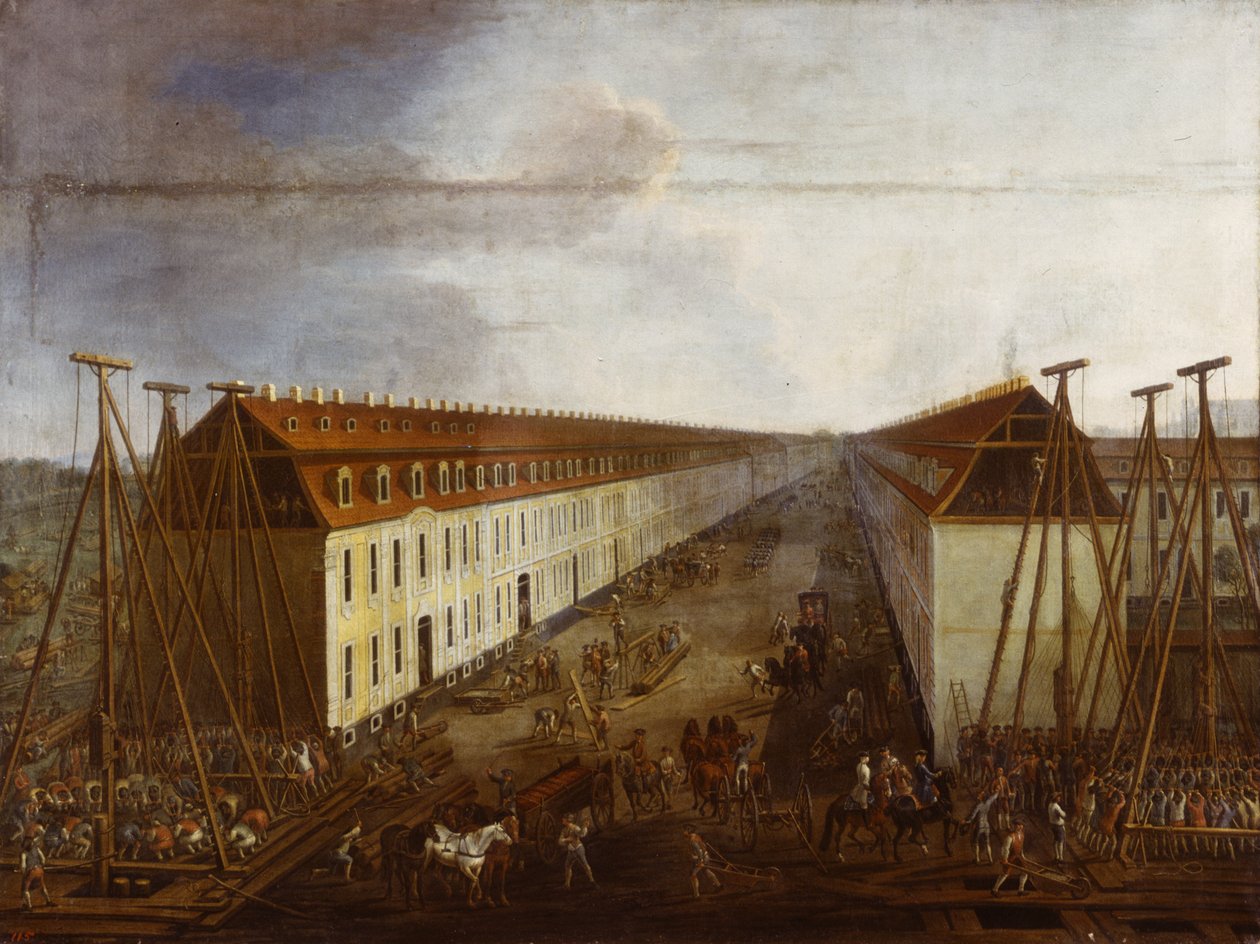 Byggnadsarbeten på Friedrichstrasse i Berlin, c.1735 av Dismar Degen