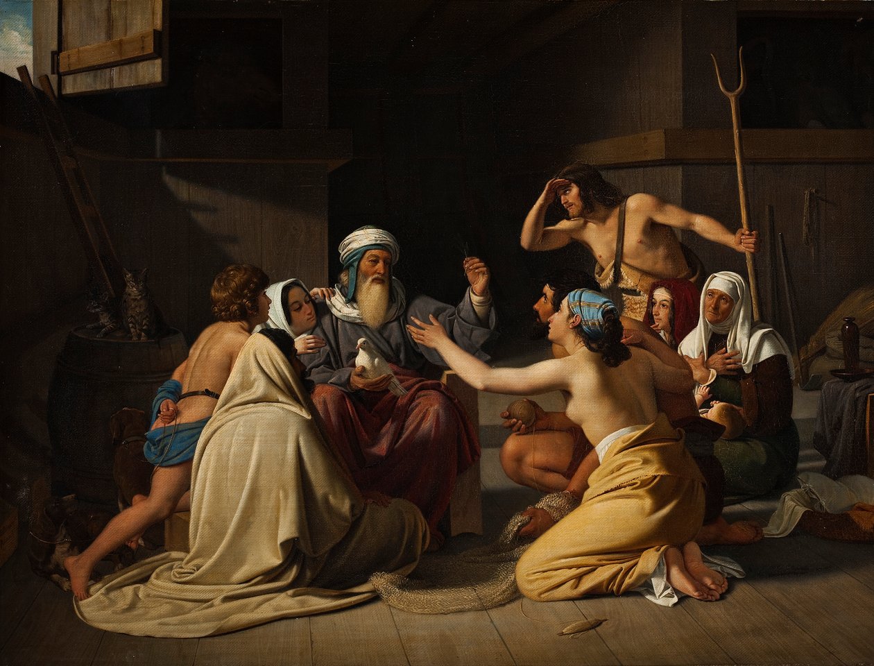 Noah och hans familj i arken, 1835. av Ditlev Blunck