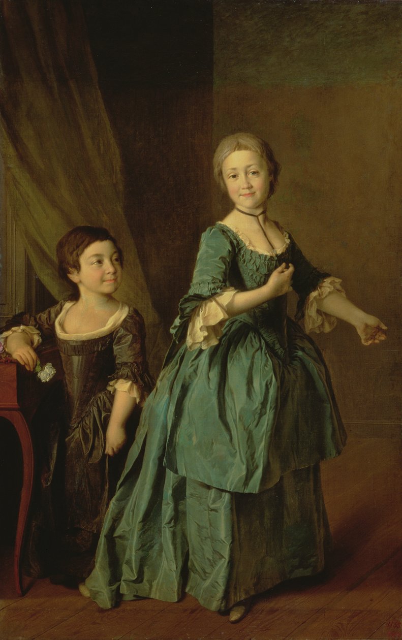 Porträtt av Feodosia Rzhevskaya (1760-95) och Nastasia Davydova (f.1764) 1772 av Dmitri Grigorievich Levitsky