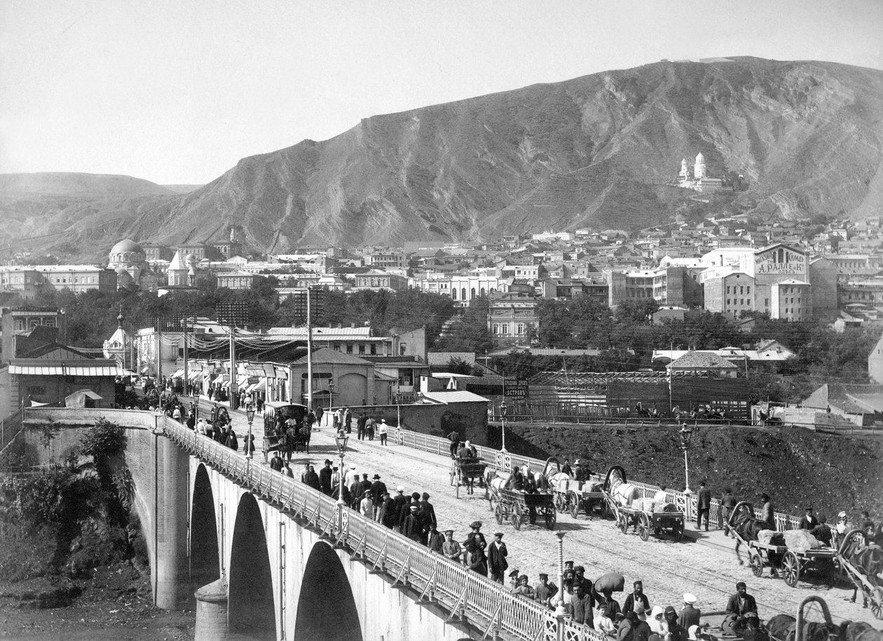 Tbilisi in XIX century, Mikhail Vorontsov bridge av Dmitri Ivanovich Yermakov
