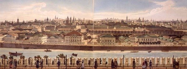 Vy över Zamoskvoreche från Kreml, från ett panorama av Moskva, graverat av Philippe Benoist (1813-c.1905) och Aubrun, pub. av Lemercier, ca 1840 (litho) av Dmitri (after) Indieitzeff