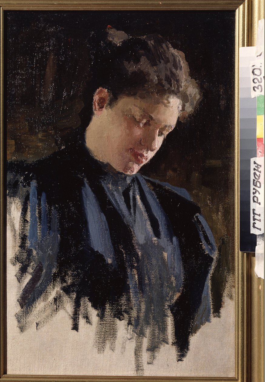 Porträtt av konstnären Olga Ludvigovna Della-Vos-Kardovskaya (Della Vos Kardovskaya) (Della Vos Kardovskaja) (Della-Vos-Kardovskaja) (1875-1952). (Porträtt av konstnären O. Della Vos Kardovskaya). Peinture av Dmitri Nikolayevich Kardovsky (Kardovski) (1866 av Dmitri Nikolayevich Kardovsky
