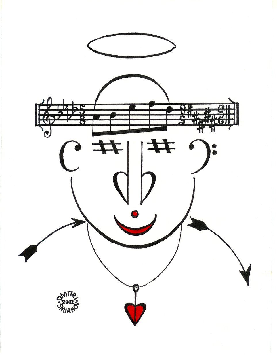 Dzen - ett ansikte som ritats med hjälp av musikalisk notation av Dmitri Smirnov
