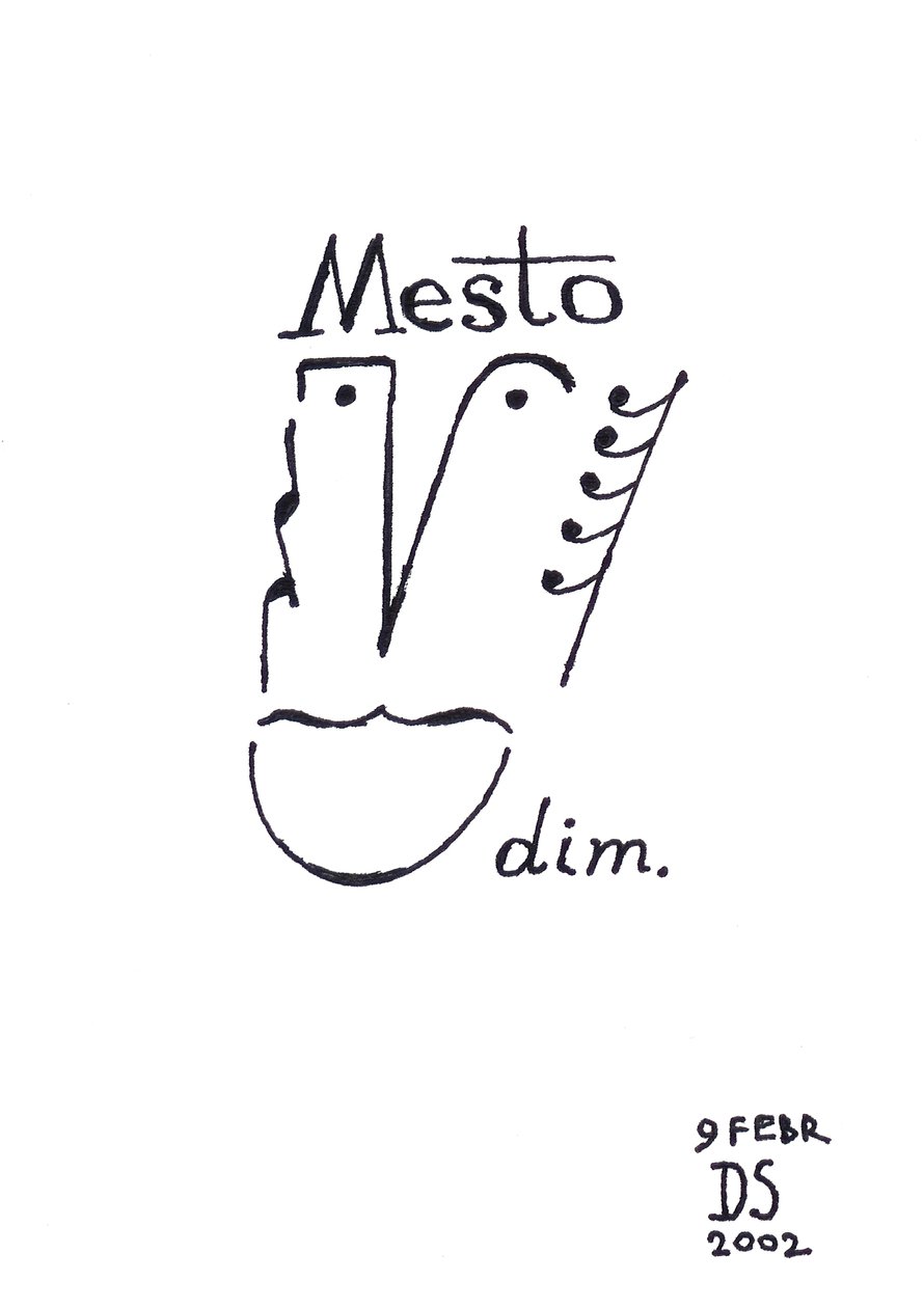 Mesto - en karikatyr av ett ansikte som ritats med hjälp av musikaliska notationer av Dmitri Smirnov