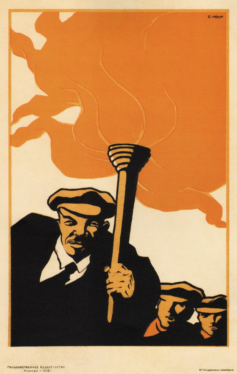 Lenin - Moor, Dmitri Stachievich (1883-1946) - 1919 - Färglitografi - 38x25 - Ryska statsbiblioteket, Moskva av Dmitry  Moor