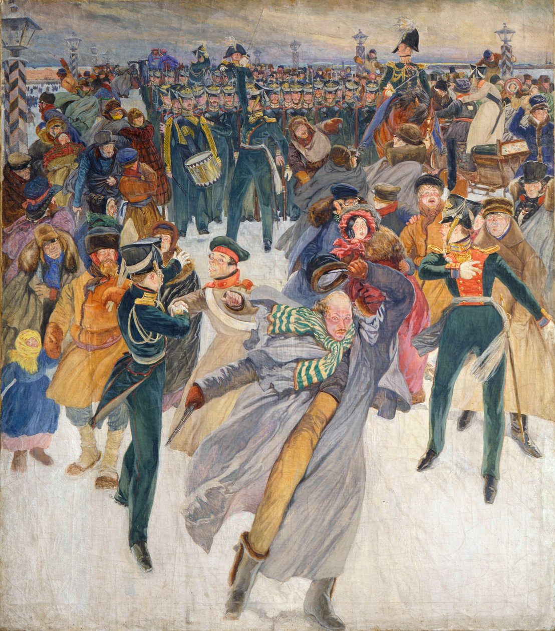 "Decembrist-revolten vid Senatstorget den 14 december 1825", sent 1800-tal av Dmitry Kardovsky