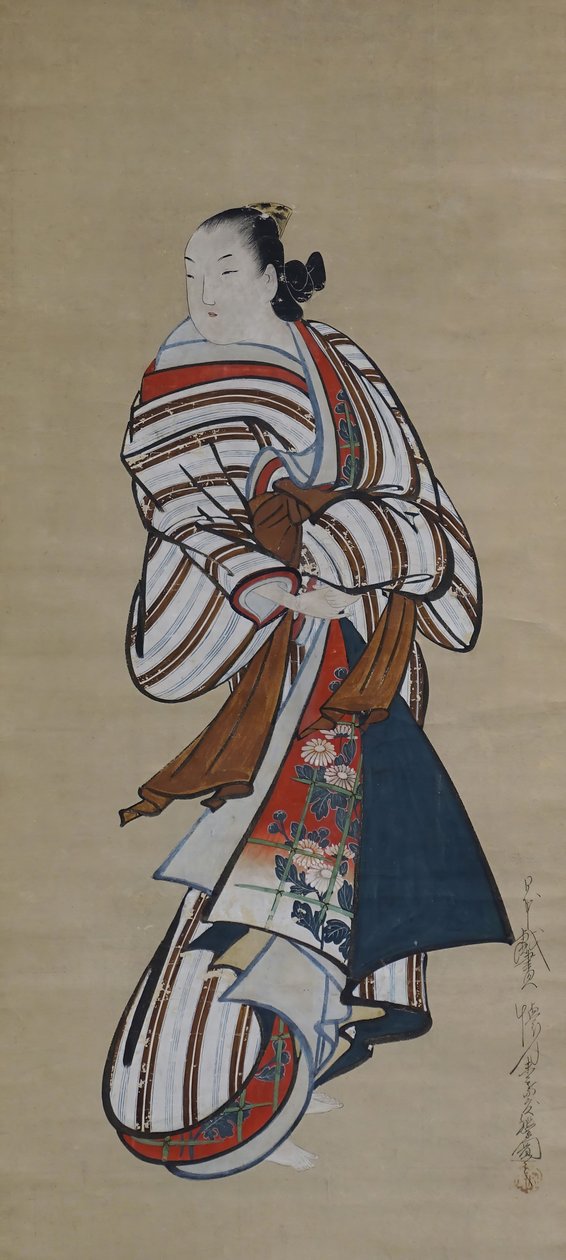 Stående kurtisan tittar över hennes axel, ca. 1715. av Dohan Kaigetsudo