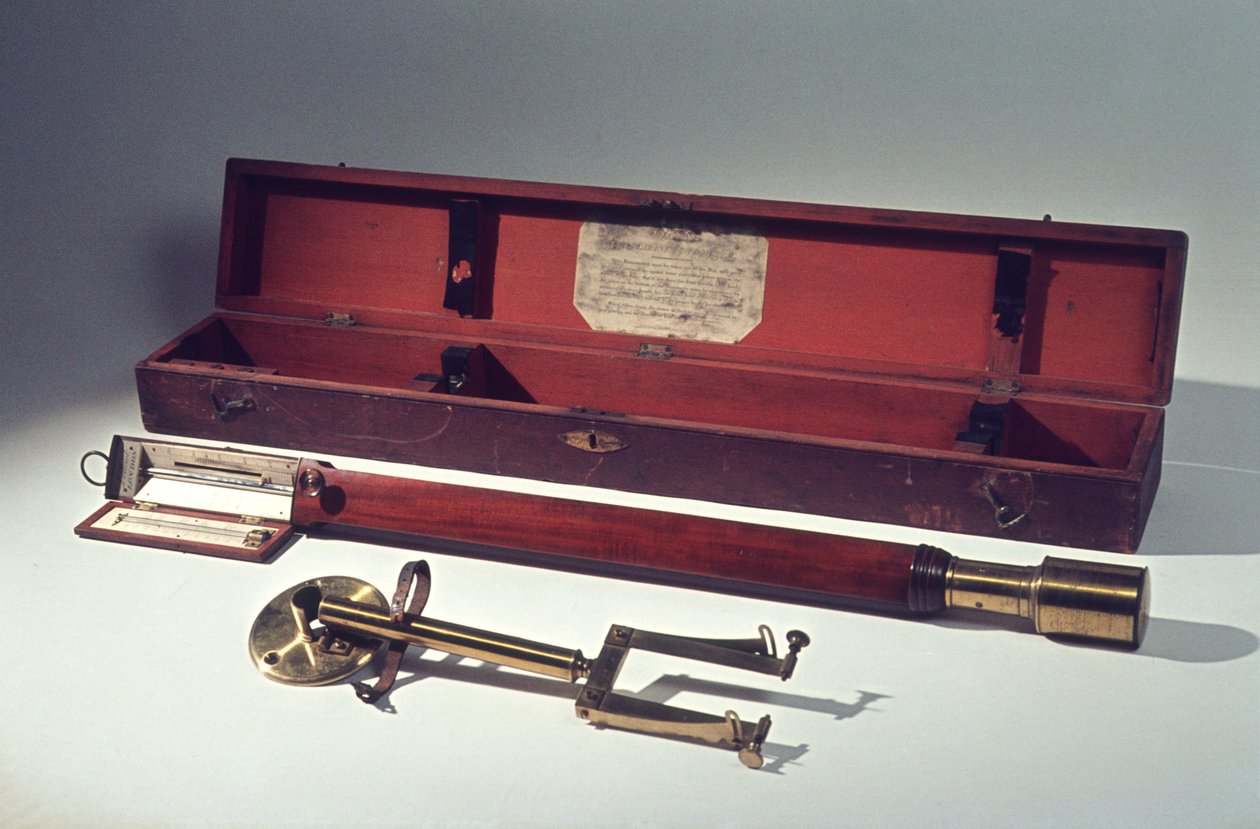 Marinbarometer med väggstöd och kardan, i träfodral med instruktioner, c.1820 (mahogny & mässing) av Dollond