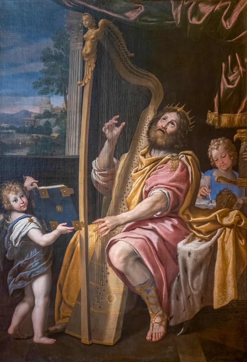 Kung David spelar harpa, Domenico Zampieri, känd som Dominiquin av Domenichino