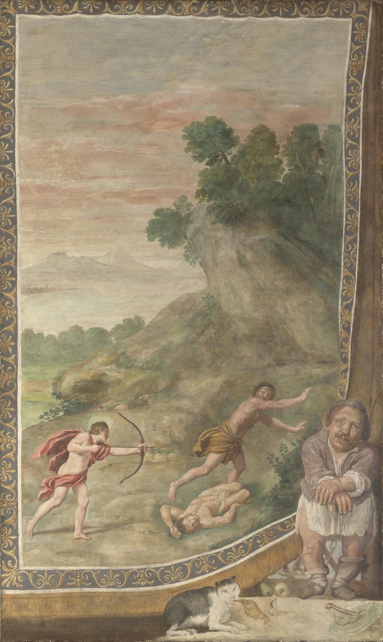 Apollon dödar kyklopfresken från Villa Aldobrandini, 1617-1618 av Domenichino