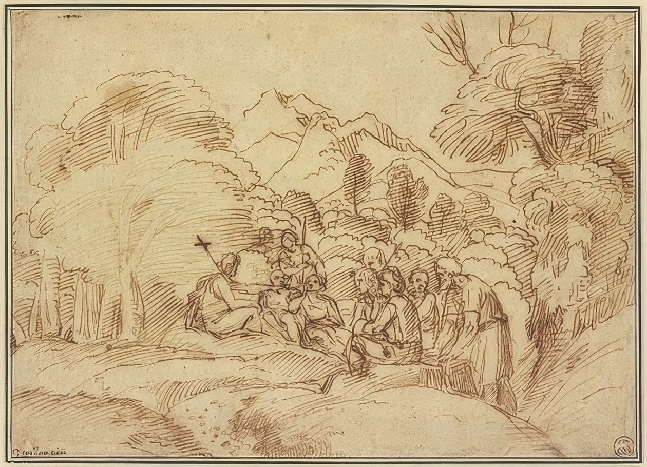 Johannes predikar i öknen av Domenichino