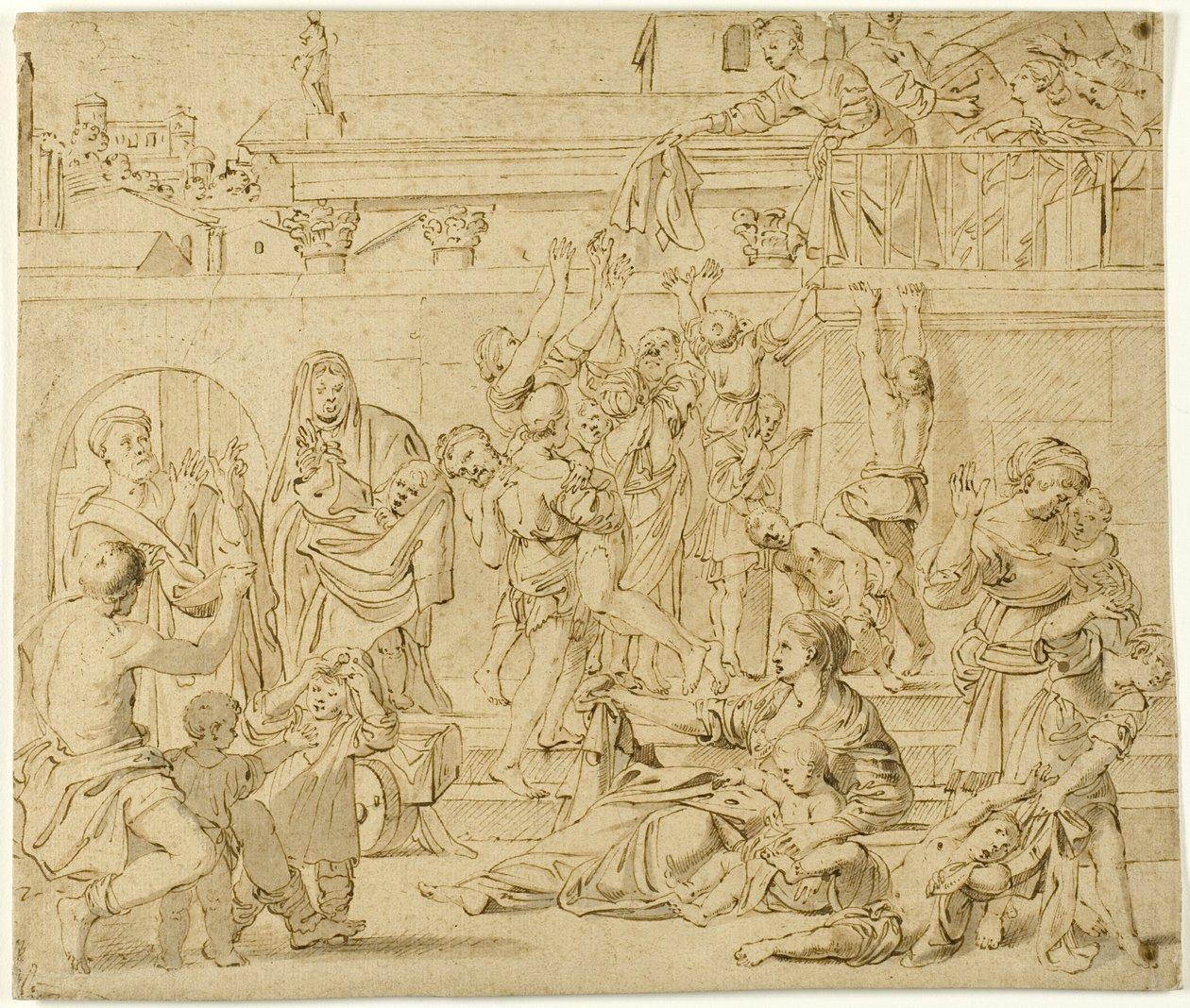 Saint Cecilia delar ut allmosor till de fattiga av Domenichino