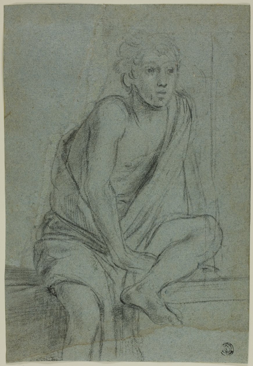 Sittande ungdom: Study for Flagellation of Saint Andrew av Domenichino